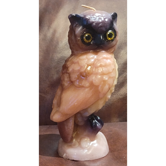Vintage 1970s OWL Wax Candle UNUSED Sculpture Carved - Picture 1 of 6